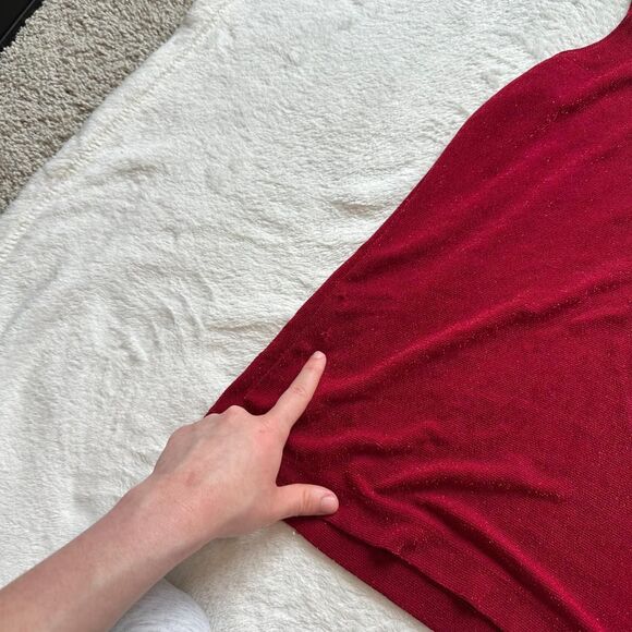 Vintage Chico's Tank Top \ 90s Textured Red Tank Top with Gold Glitter - Picture 5 of 7